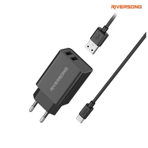 Riversong AD29-T SafeKub D2 (2.4A) Charger With Type C Cable