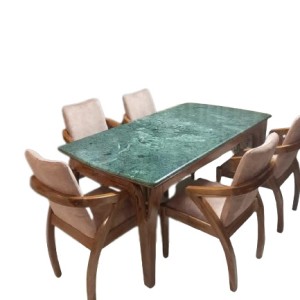 Mahohgany Wooden Marble Dining Table