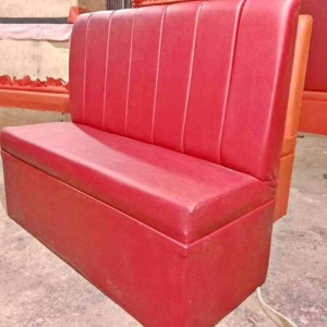 Red leather sofa on budget